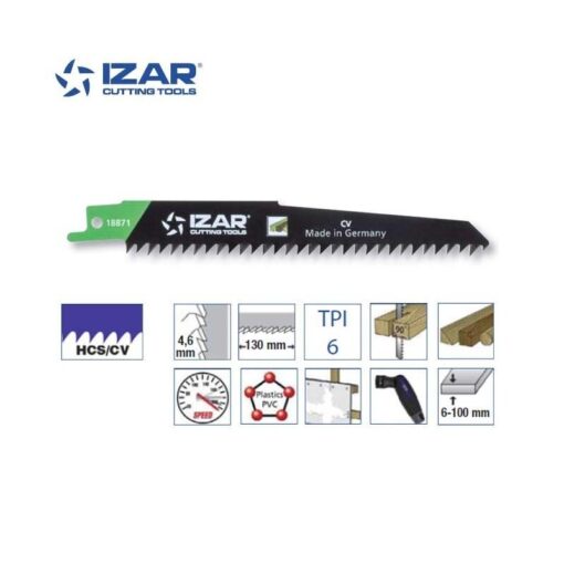 Lame de scie sabre pour bois (S644D) - Paquet de 5 PCS - HCS/CV 150 mm TPI 6 - IZAR