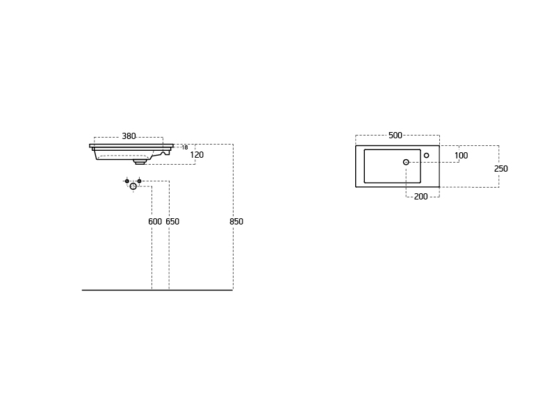 Lave main à poser en céramique Blanc Carrée - ATRIA 2 - 50 CM - LPP – Image 5