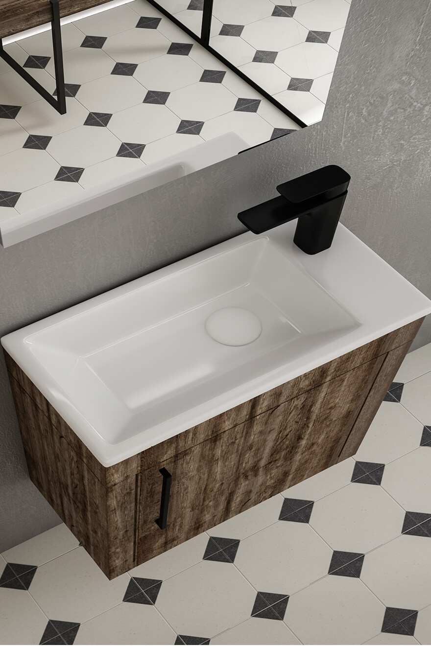 Lave main à poser en céramique Blanc Carrée - ATRIA 2 - 50 CM - LPP