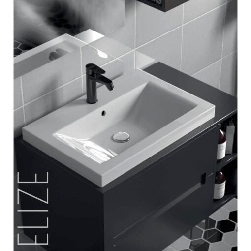 Lavabo à poser en céramique Blanc Carrée - ELISE 65 CM - LPP