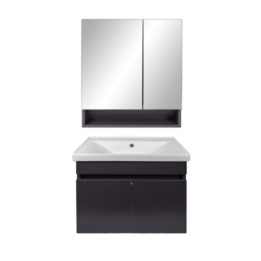 Meuble salle de bain complet avec mirroir design modern LITOS avec miroir largeur 65 cm GRIS ANTHRACITE - LPP