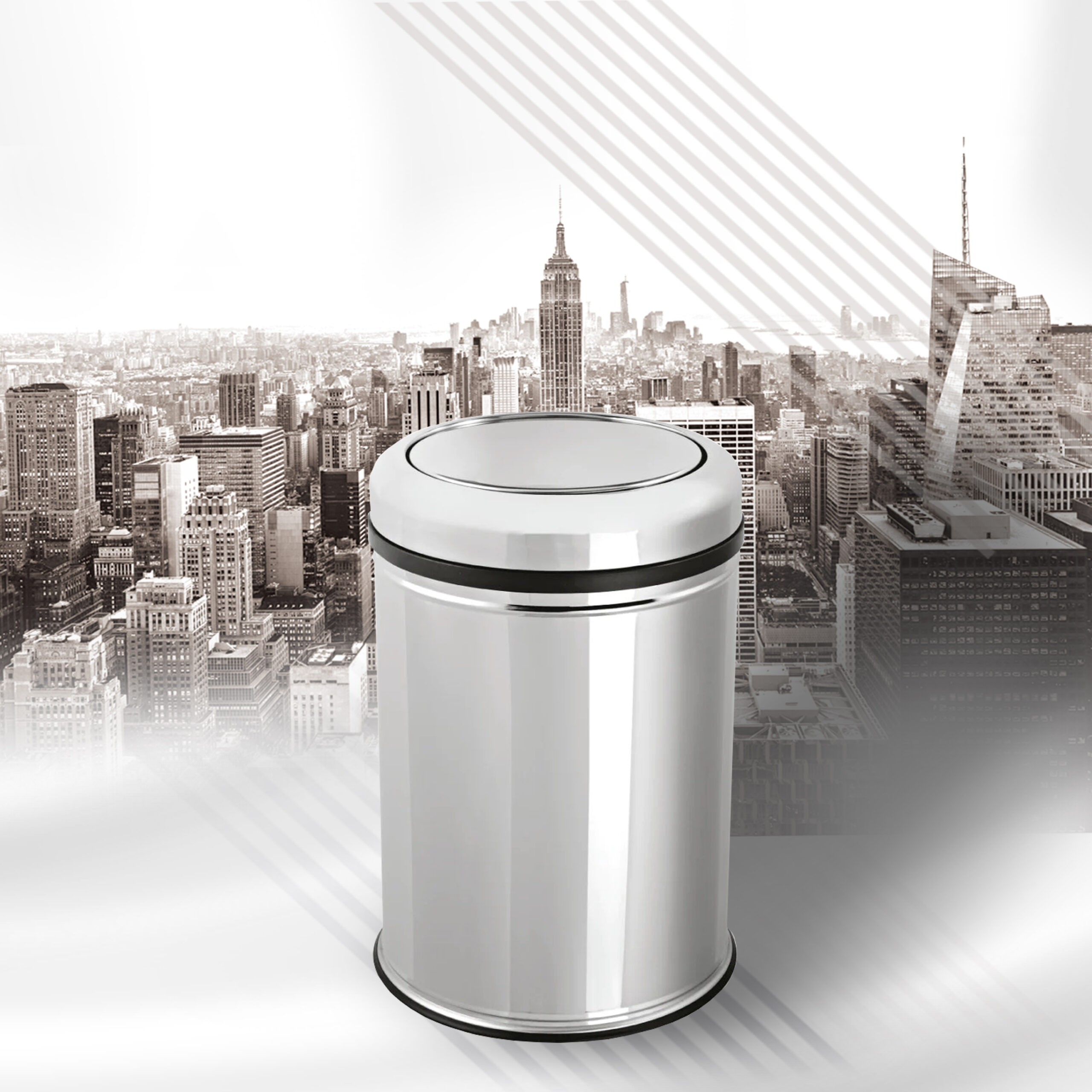 Poubelle moderne chromé couverture oscillant ISI 16 L - LPP