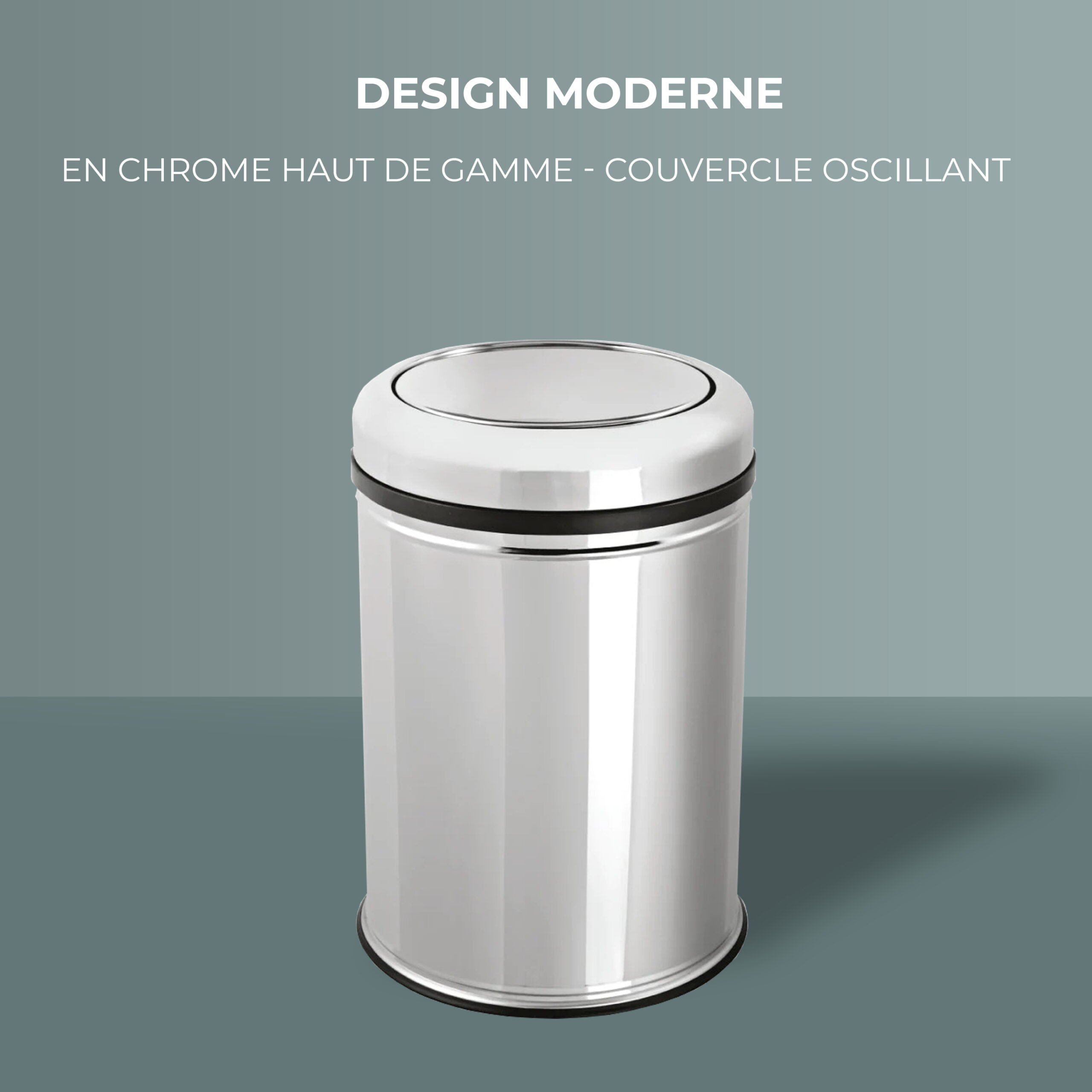 Poubelle moderne chromé couverture oscillant ISI 16 L - LPP – Image 2