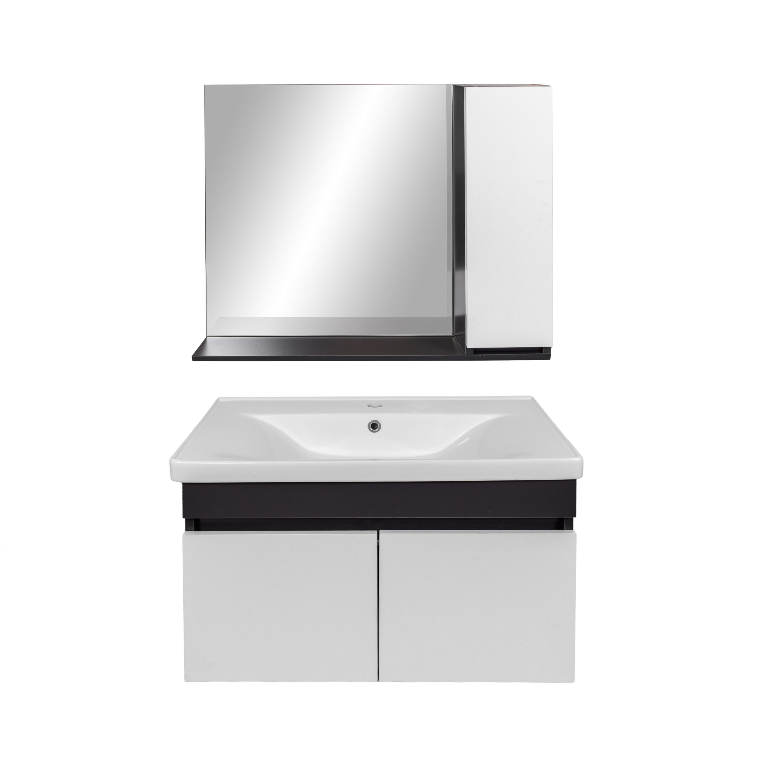 Meuble salle de bain design moderne complet SAVVA avec miroir largeur 80 cm Gris Anthracite et Blanc - LPP