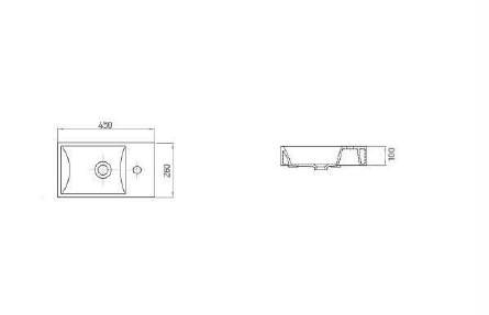 Lave mains en céramique, rectangulaire VITA blanc l.45 x P.100 x L26 cm - LPP – Image 9