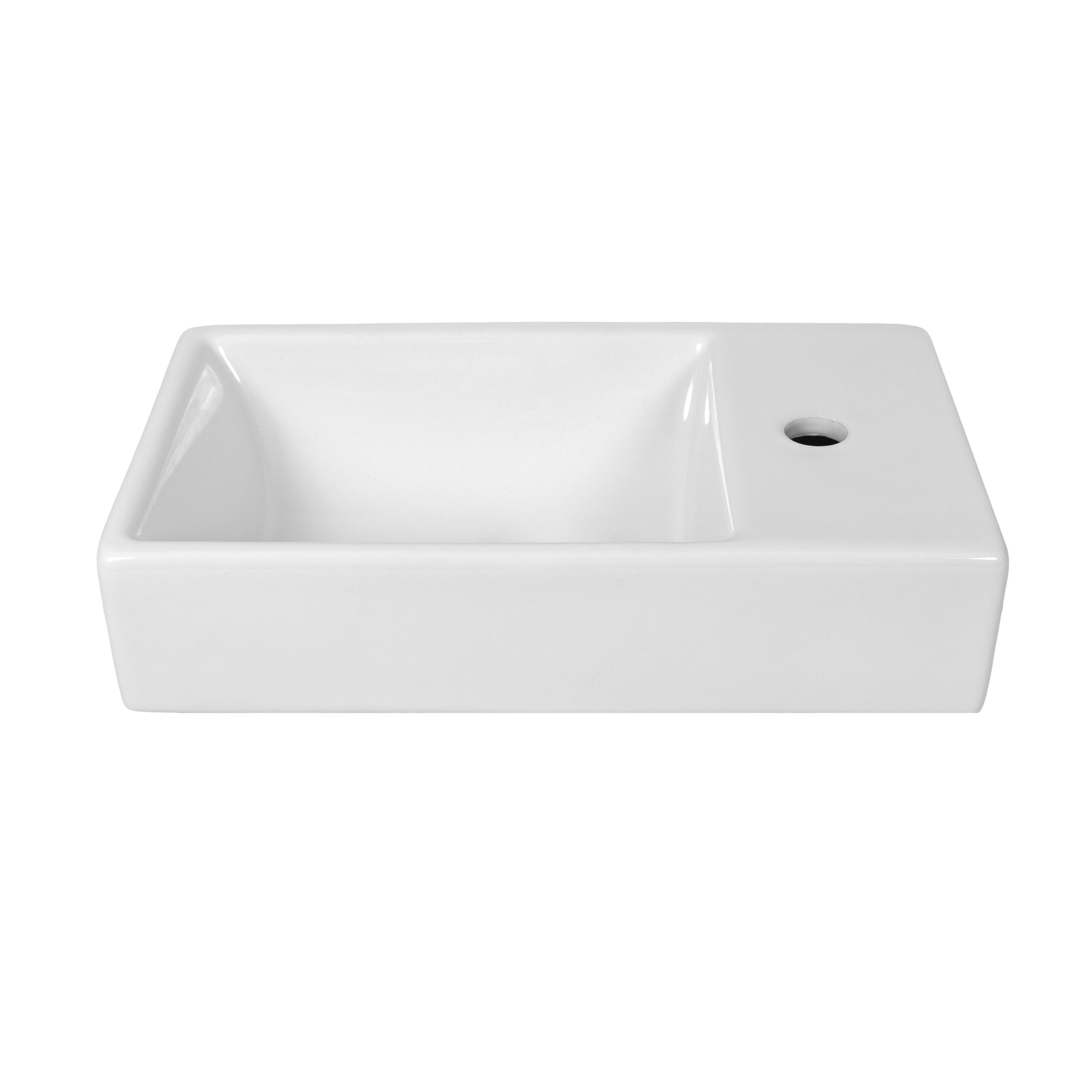Lave mains en céramique, rectangulaire VITA blanc (Gauche) l.45 x P.100 x L26 cm – LPP – Image 2