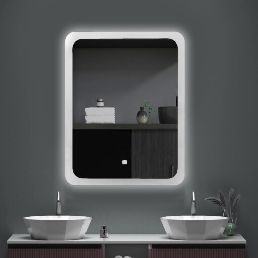 Miroir LÉNA LED Rétro éclairé - Carré avec Bords Arrondi l.60 x H.80cm - LPP