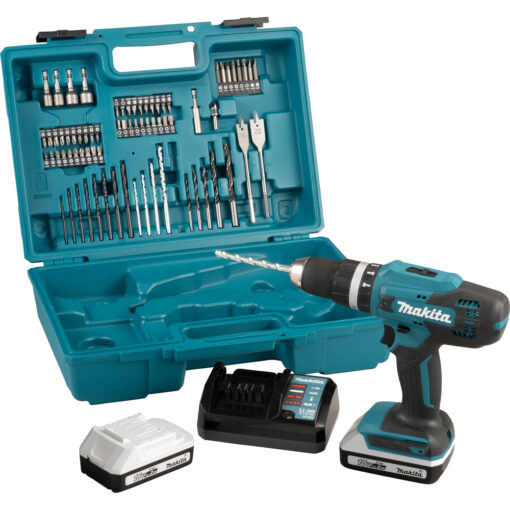 Perceuse à percussion 18V Li-Ion (2x 2.0 Ah) avec kit 74 accessoires - MAKITA HP488DAEX1