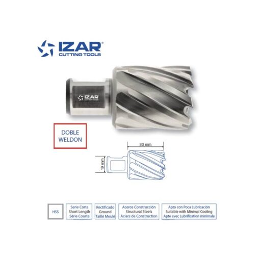 Fraise à carotter HSS courte (diamètres au choix) - IZAR 4070