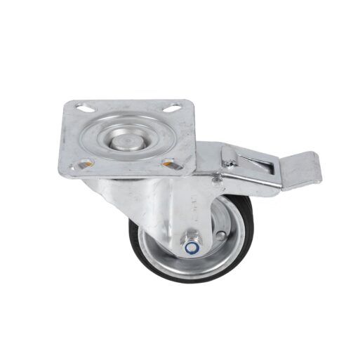 Roulette pivotante avec frein diamètre 80 mm ou 100 mm en caoutchouc noir - LPP