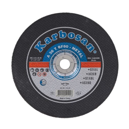 Disque à Tronçonner Déporté 230 x 3.0 x 22.2 A36T Acier - KARBOSAN 910100