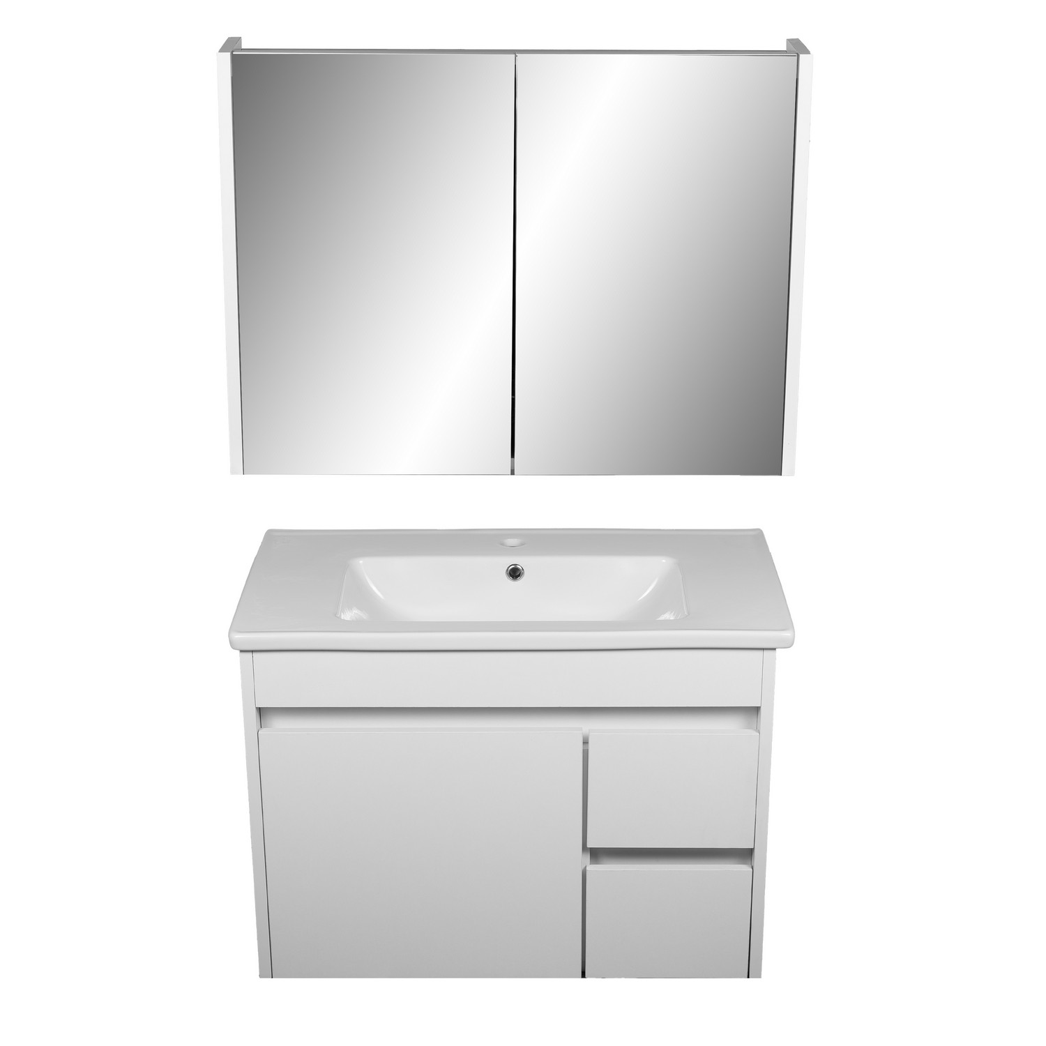 Meuble salle de bain complet PETRA avec miroir largeur 80 cm Blanc – LPP – Image 4