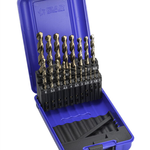 Coffret 19 forets DIN338 HSSE 5 % cobalt – 1 à 10 mm par 0.5 mm – IZAR 1016