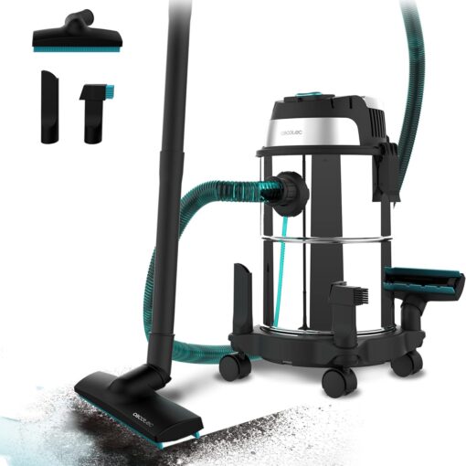 Aspirateur Solides et Liquides Conga Rockstar 1200 W, 20 kPa, double fonction : aspirateur et souffleur, structure métallique, roues, rayon d'action 5 M - CECOTEC 08113