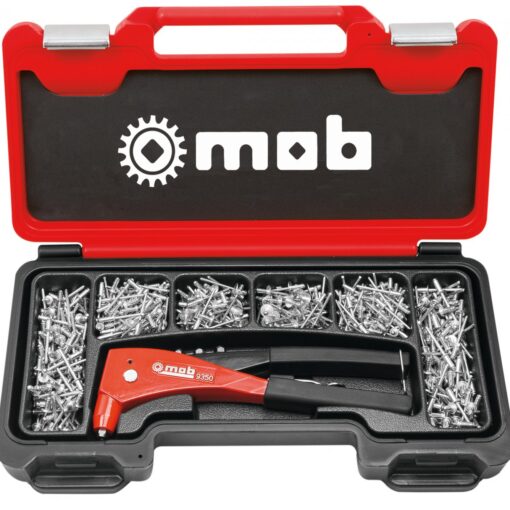 Coffret pince à riveter + 500 rivets corps alu & pointe acier - MOB