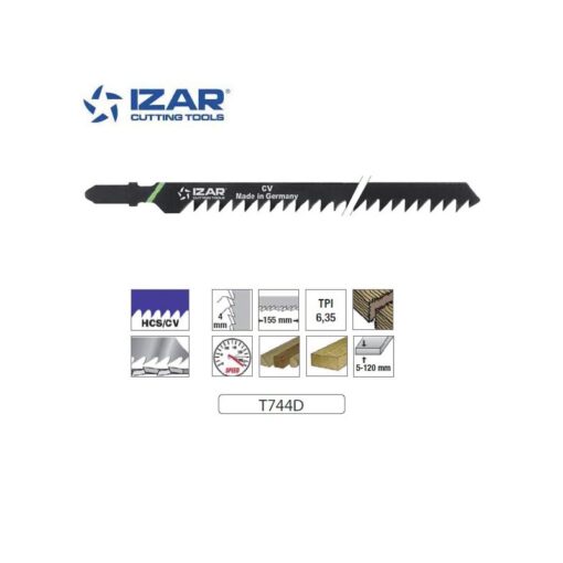 Lame de scie sauteuse coupe rapide et longue 180mm TPI6.35 – Paquet 3 PCS – IZAR (T744D)