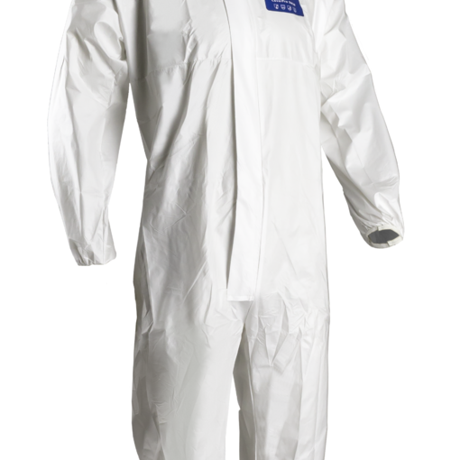 Combinaison de travaille protection chimique microporeux 65g/m² avec capuche, Type 5&6, EN14126, blanc - Taille L - COVERGUARD 44323