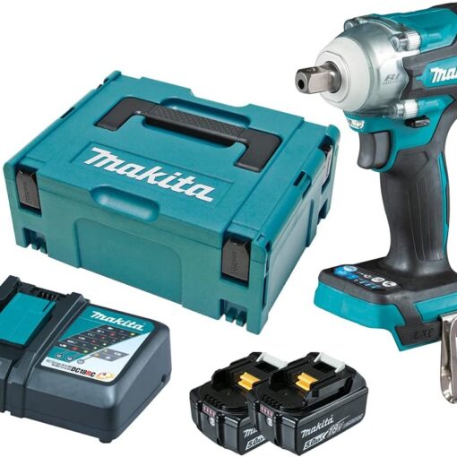 Boulonneuse à chocs sans fil 18V Li-ion 300 Nm carré 1/2 '' + 2 batteries 5Ah + chargeur rapide - MAKITA DTW301RTJ