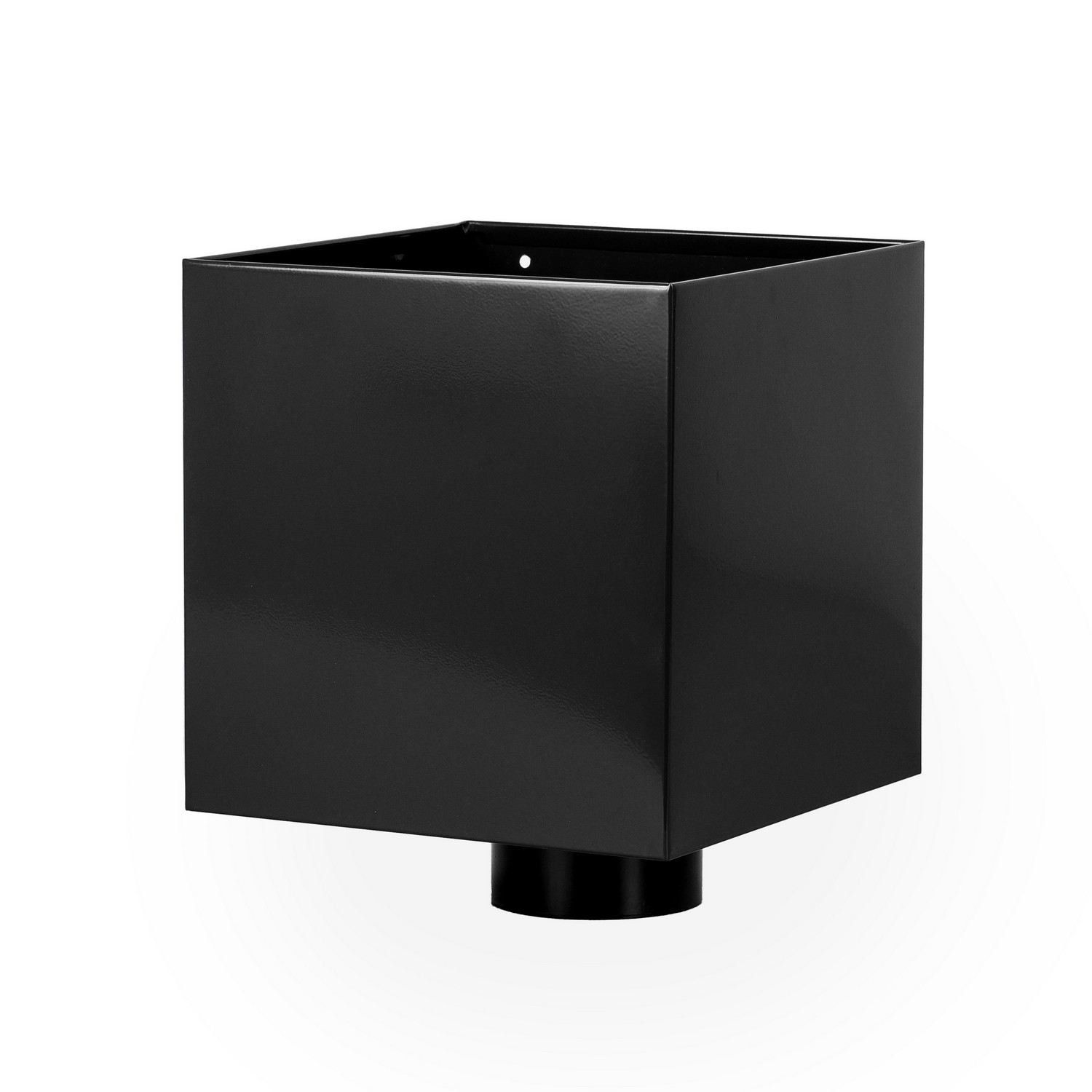 Boite à eau Noir RAL 9005 200 x 200 sortie Ø 100 avec grille anti-feuilles – LPP