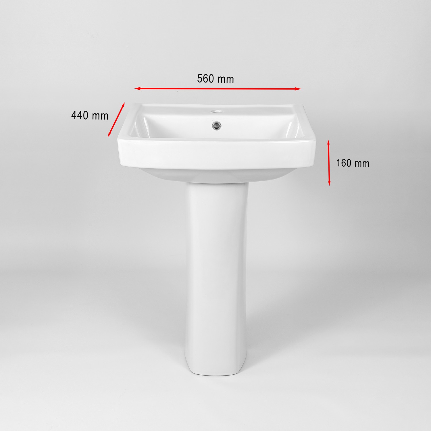 Lavabo avec colonne en céramique 44 x 56 CM Blanc VEGAS – LPP – Image 4