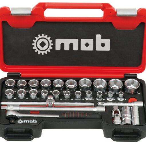 Coffret de douilles 6 pans 1/2" avec cliquet rond et accessoires 28 pièces - MOB 9436028001