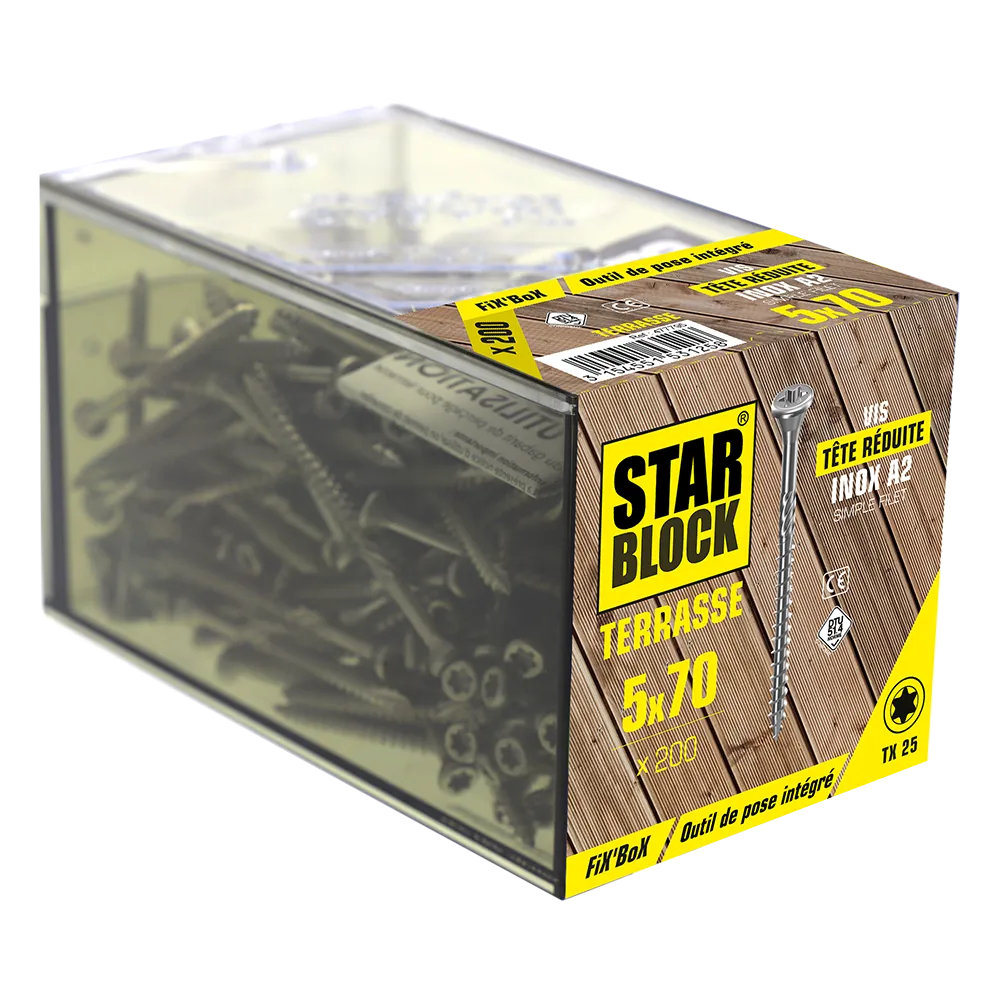 Vis terrasse simple filet Tête réduite TX Inox A2 - FixBox de 500 pièces - STARBLOCK – Image 2