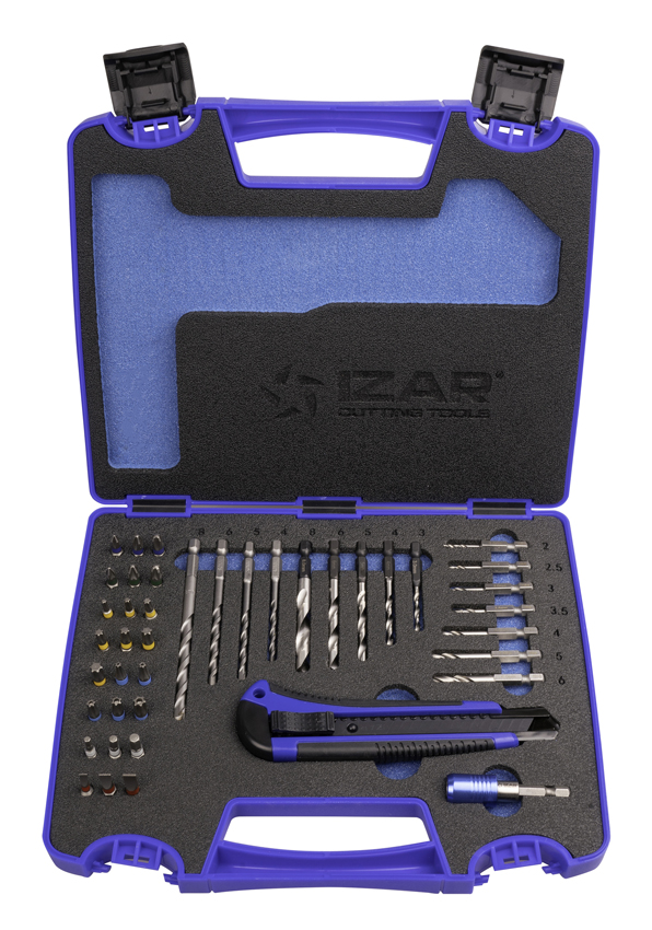 Coffret de 42 pièces embouts de vissage et forets queue HEX E6.3 avec porte-embout Quick-Lock - IZAR 79873