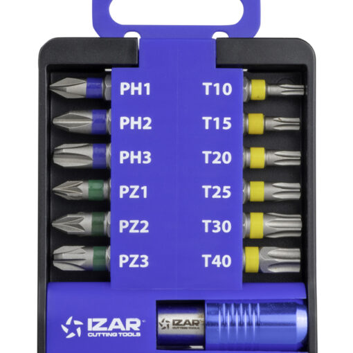 Jeu de 13 embouts de vissage  – PH, PZ et Torx – Queue hexagonale 1/4" DIN 3126 - IZAR 83769