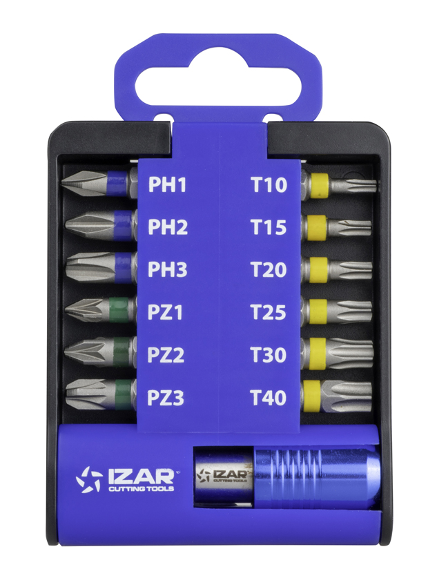 Jeu de 13 embouts de vissage – PH, PZ et Torx – Queue hexagonale 1/4" DIN 3126 - IZAR 83769