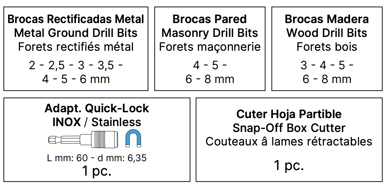 Coffret de 42 pièces embouts de vissage et forets queue HEX E6.3 avec porte-embout Quick-Lock - IZAR 79873 – Image 3